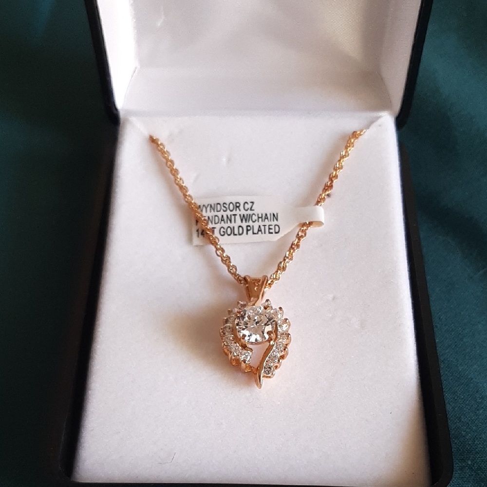 Windsor Gold Plated Pendant Necklace with Clear Stones